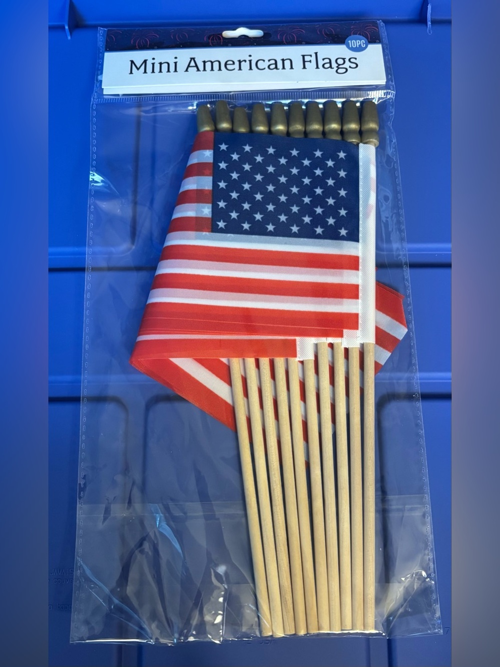 10 New Mini American Flags Pack - Red, White & Blue